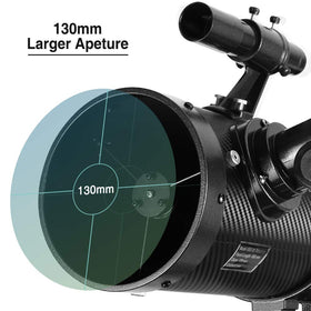 Solomark Telescope 130EQ German equatorial mount, offering precise manual tracking.