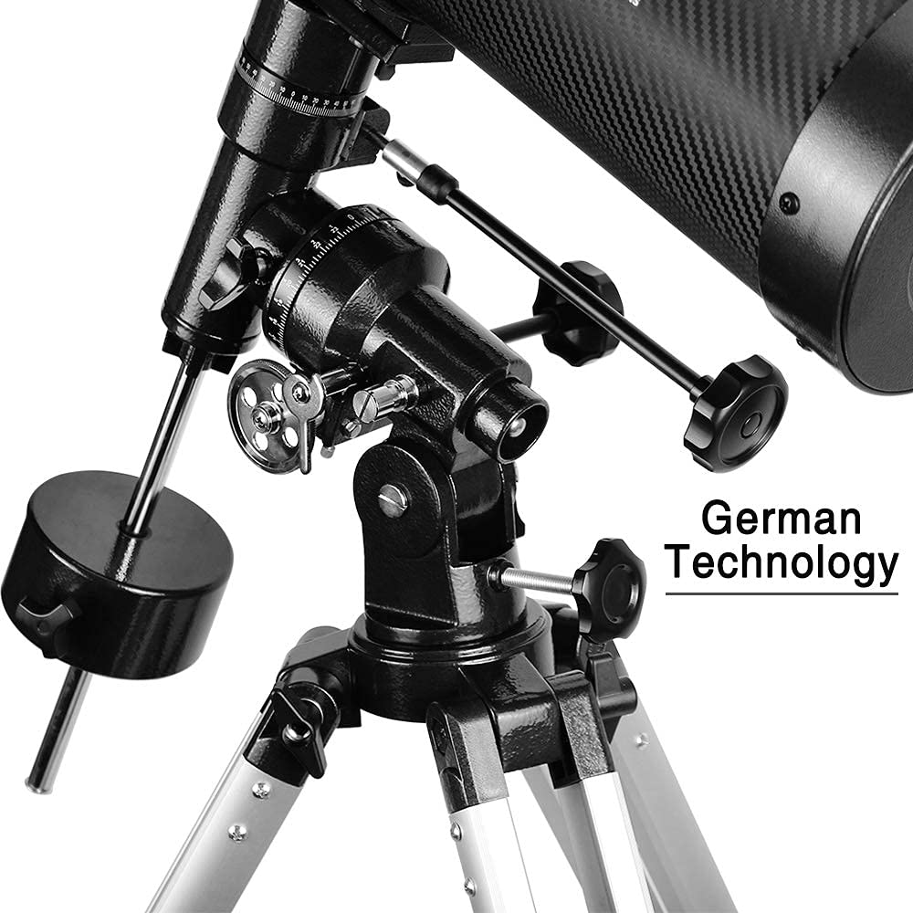 Solomark Telescope 130EQ optics, featuring fully-coated glass for brighter, clearer detail.
