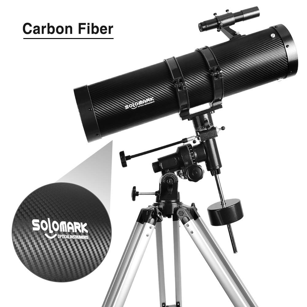Solomark Telescope 130EQ side view, showing a lightweight frame designed for easier setup.