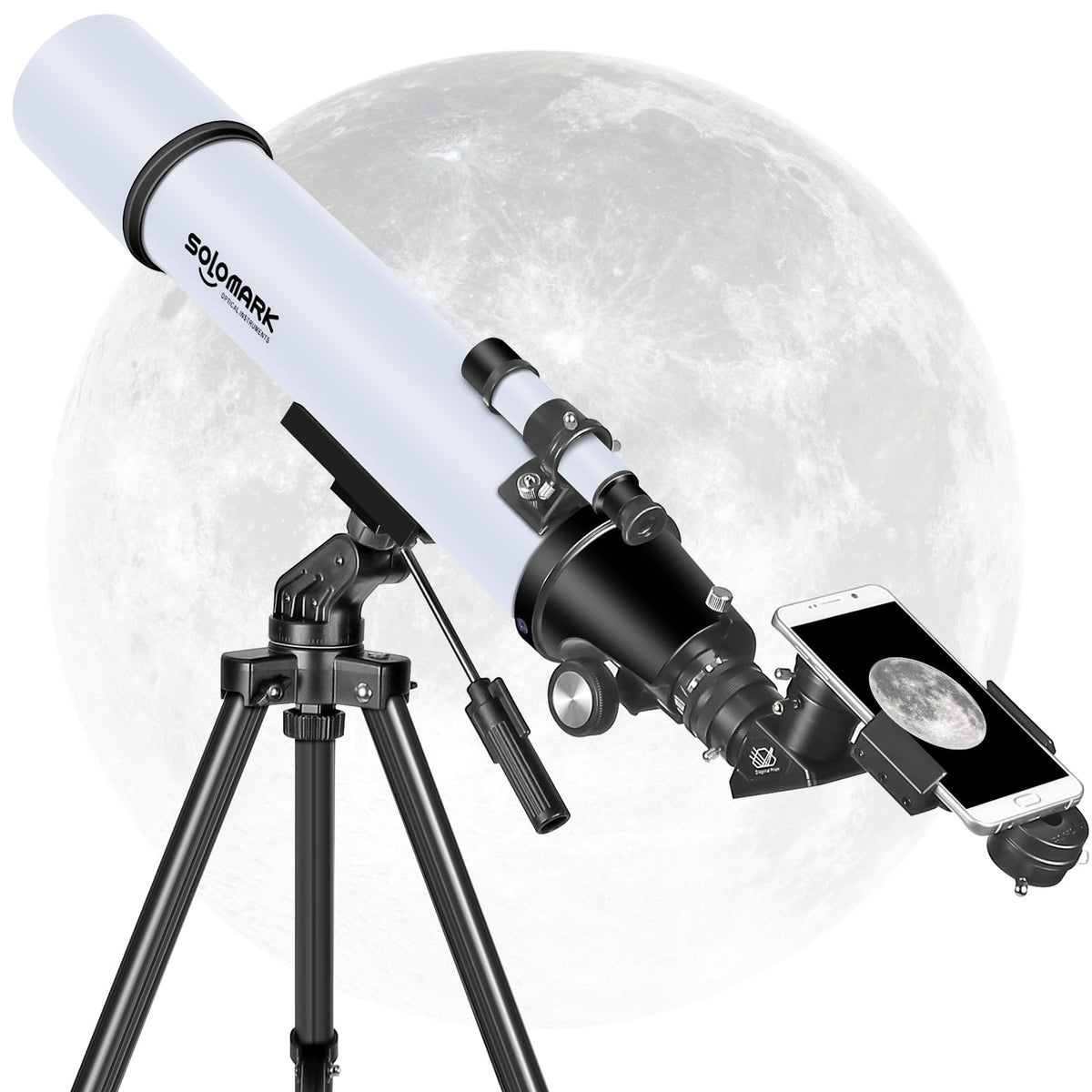 Solomark telescope shows 900mm focal length for distant lunar and planetary detail