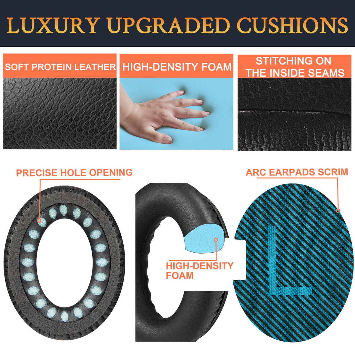 SoloWIT Bose earpads feature protein leather for a durable feel.