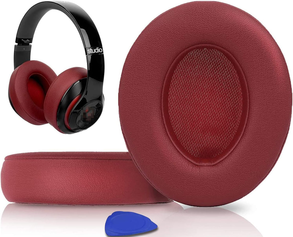 SoloWIT Burgundy ear pads memory foam close-up for enhanced comfort