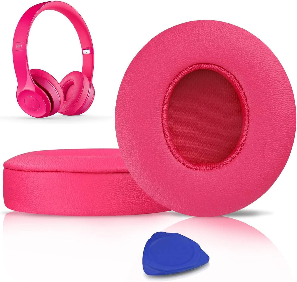 SoloWIT earpads pink close-up showing memory foam for personalized comfort.