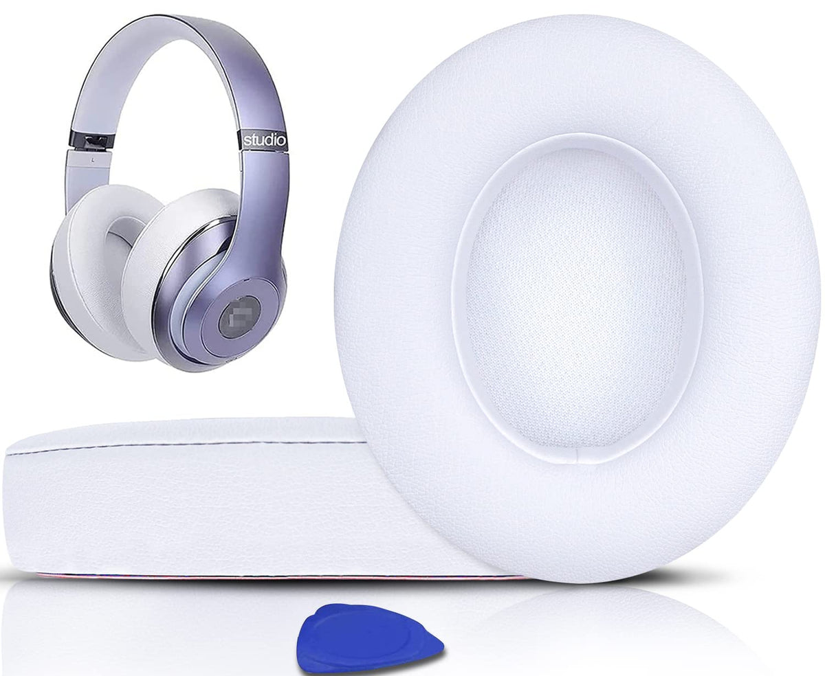 Solowit Studio earpads close-up showing soft white protein leather for comfort