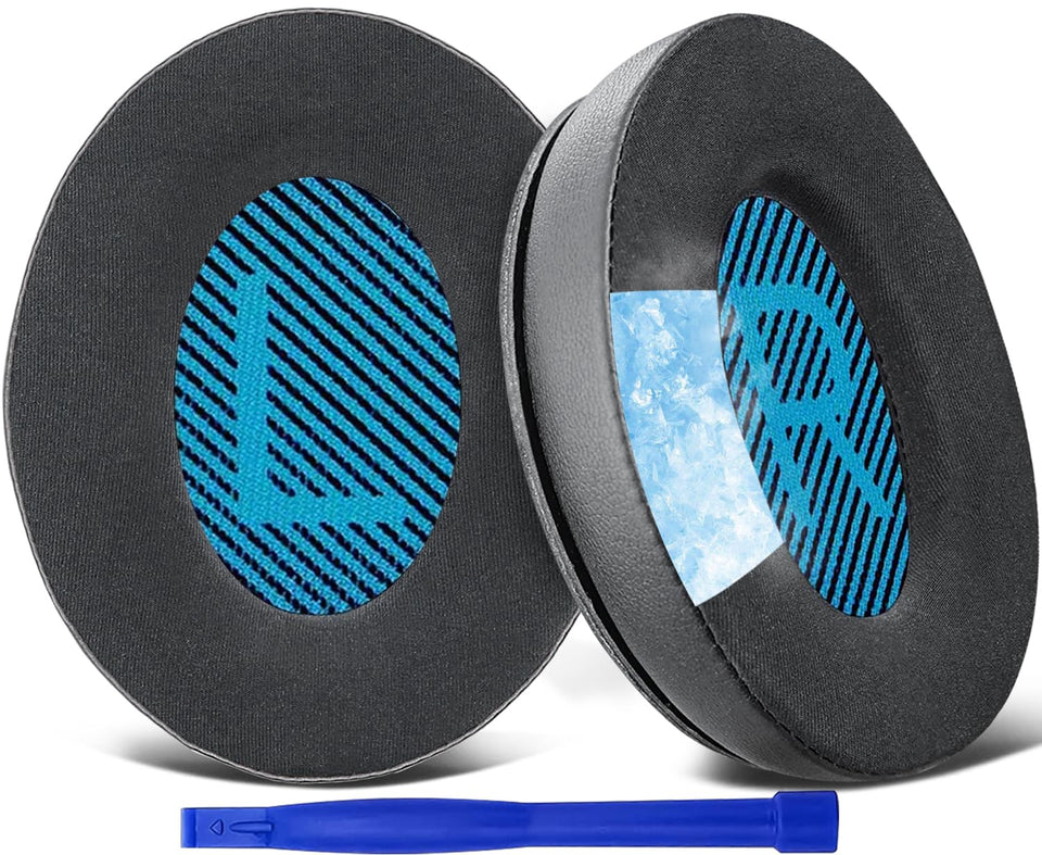 SoloWIT front view earpads showing blue and black colors with refreshed look and comfort