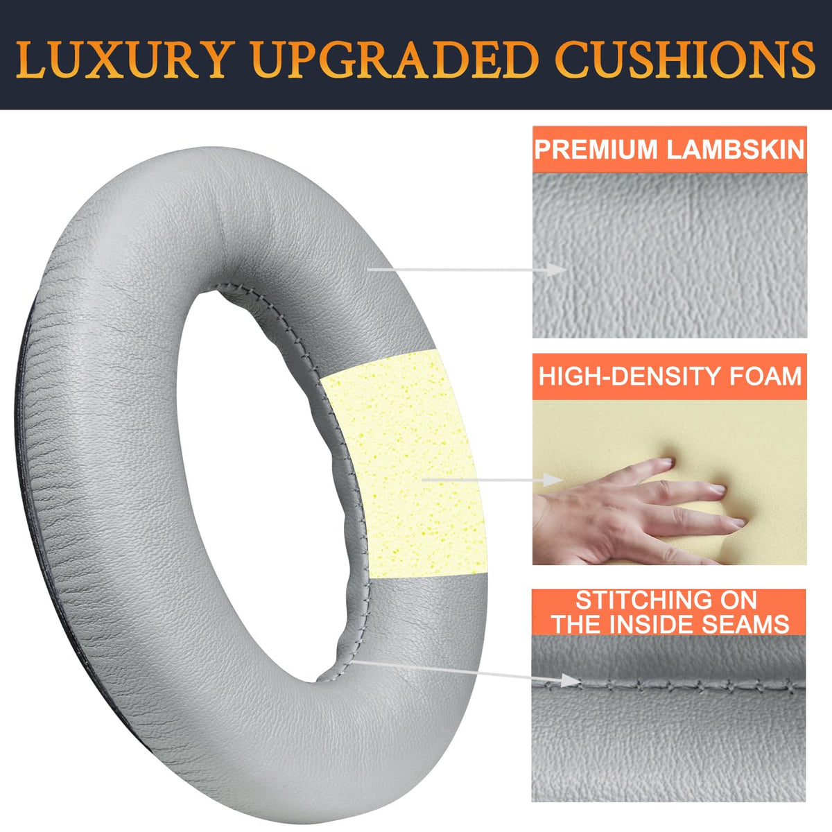 SoloWIT Lambskin earpads close-up material detail with premium feel