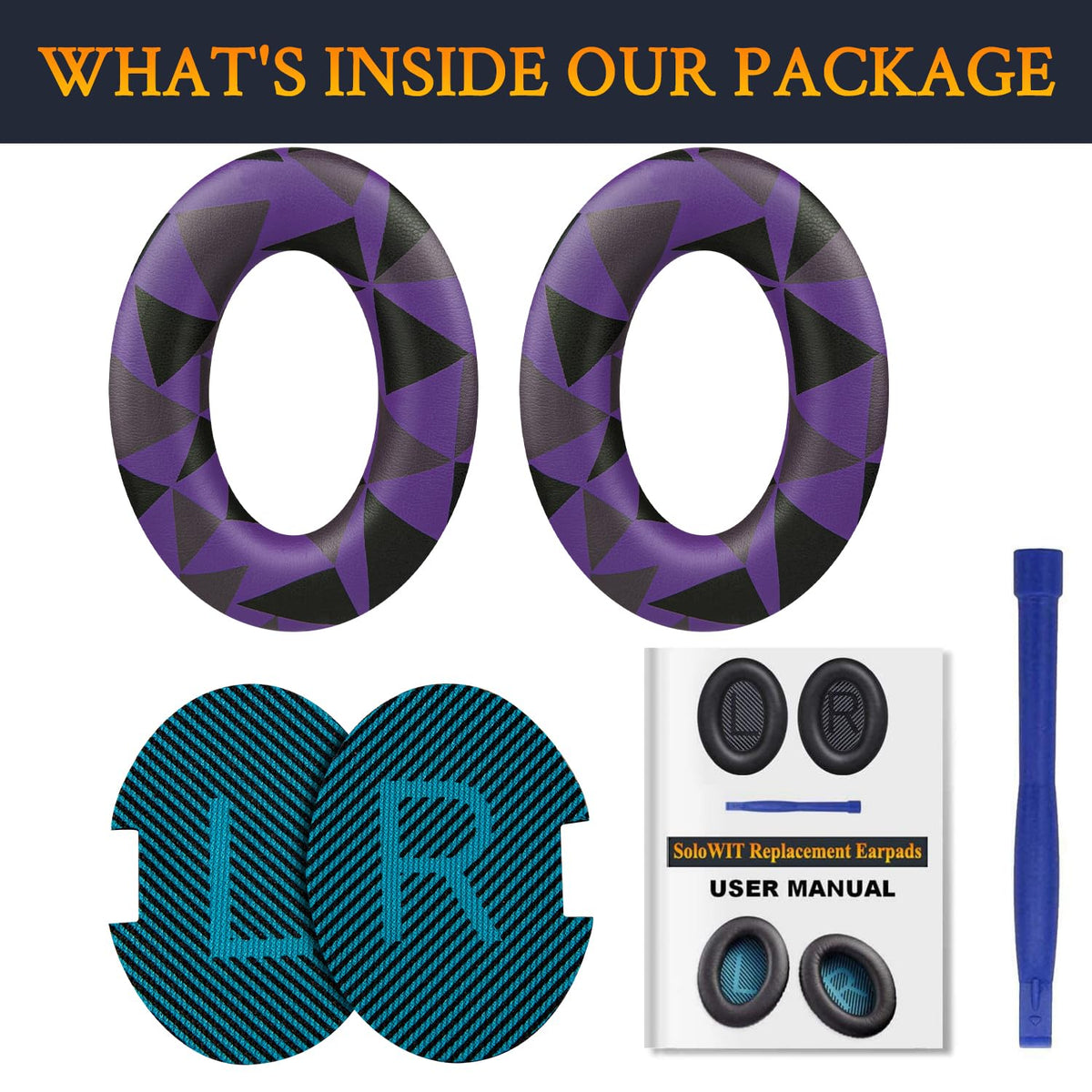 Purple and black colorway adds premium look while restoring ear padding