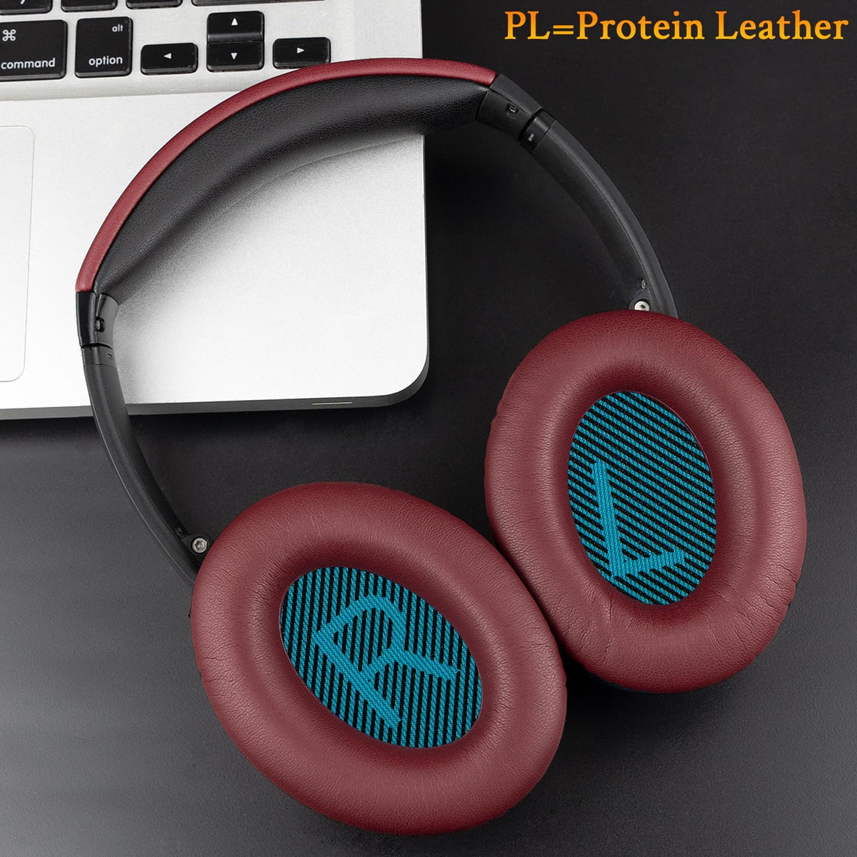 Close-up of SoloWIT protein leather and foam for premium comfort on Bose QC35