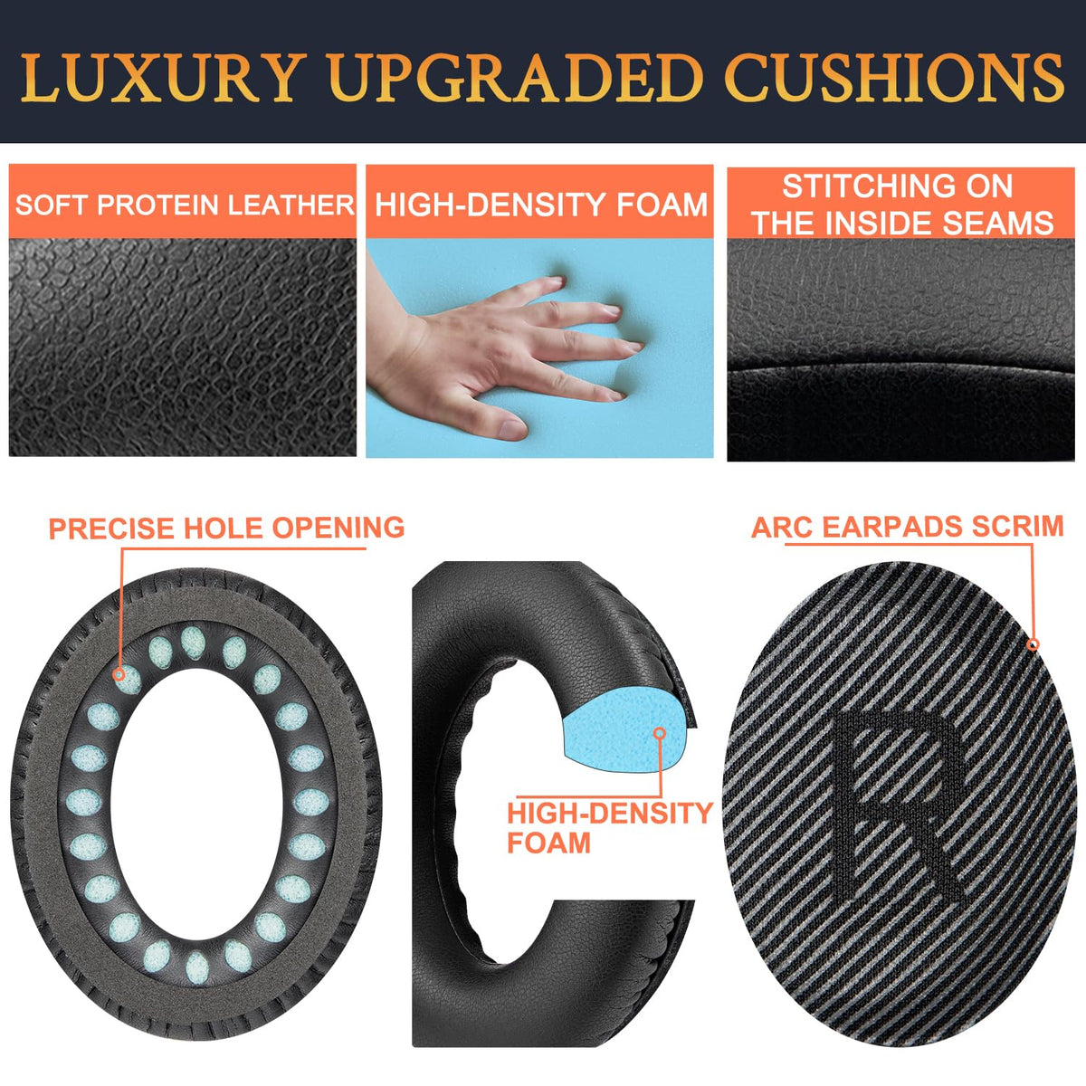 SoloWIT replacement earpads for Bose QC35 II, easy install.