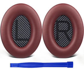 SoloWIT burgundy earpads for QC35 improve comfort.