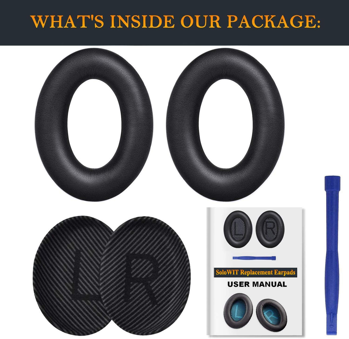 SoloWIT earpads kit includes scrims and guide.