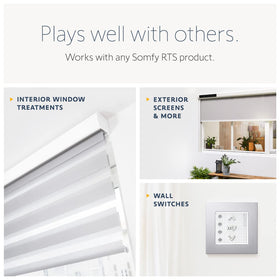 Somfy Situo 1 Pure remote in a living room setup for shades.