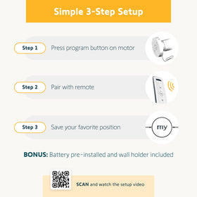 Remote and wall holder packaging, ready to install with RTS shades.