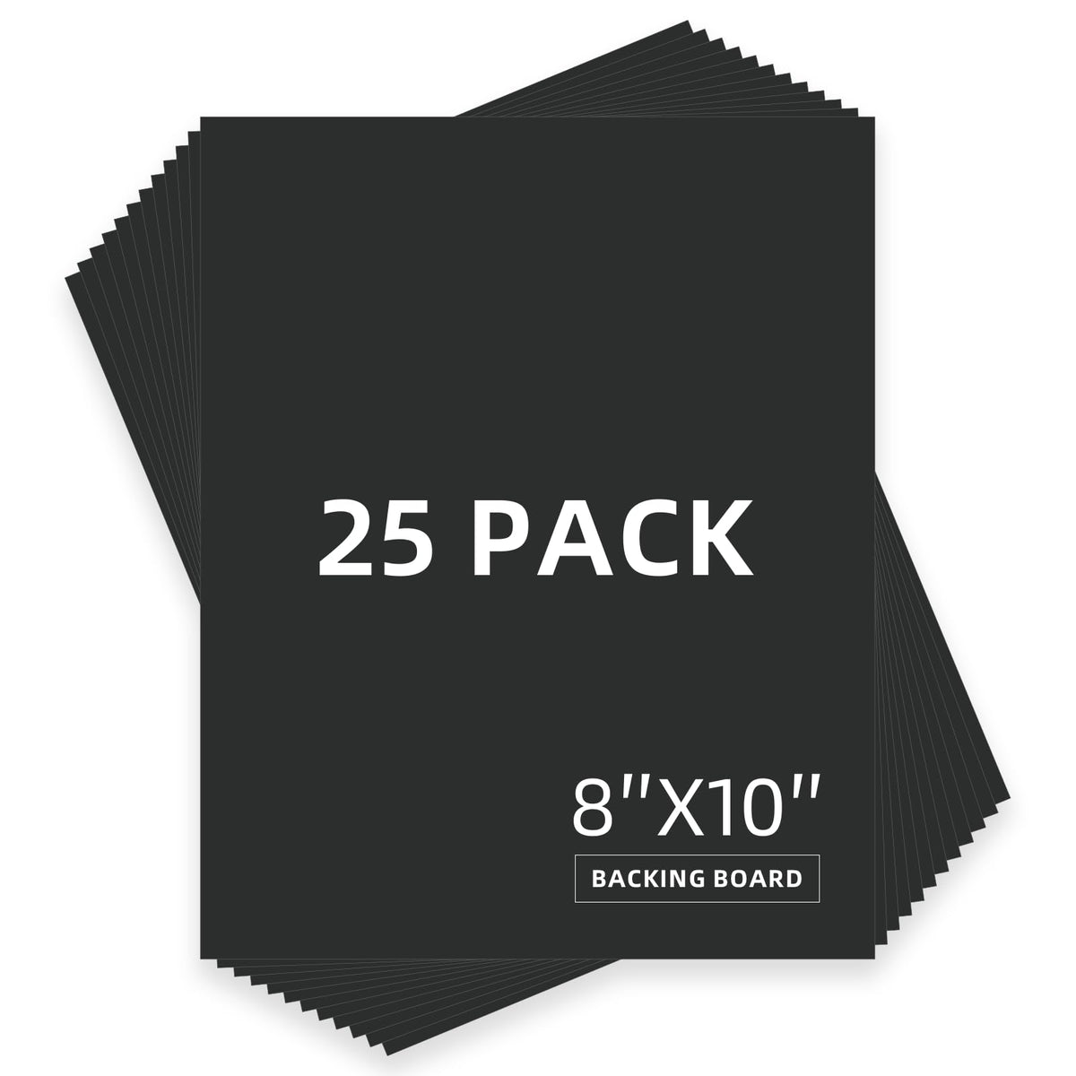Somime 25-pack backing boards for uncut black mats; sturdy protection for photos and prints.