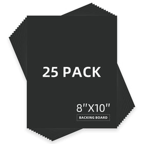 Somime 25-pack backing boards for uncut black mats; sturdy protection for photos and prints.