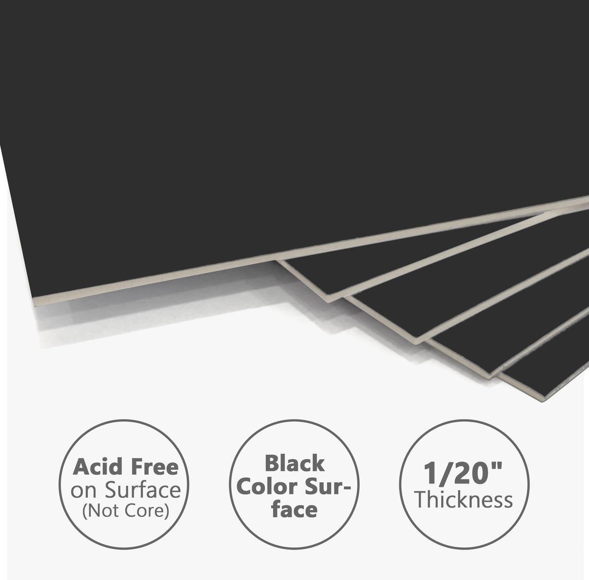 Somime 4-ply thick backing board; sturdy support for art and photos.