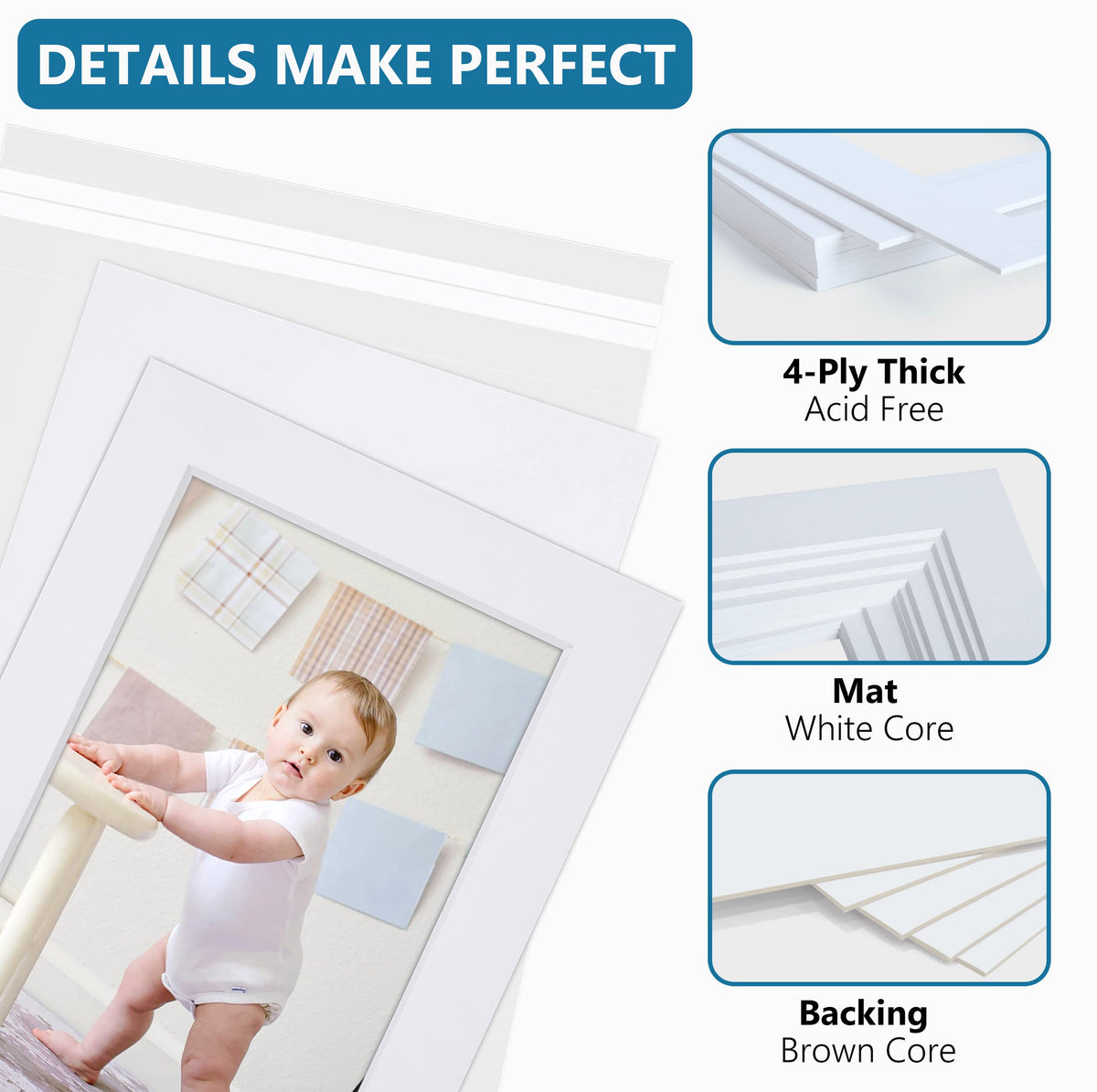 Backing boards included in Somime mat kit for solid display support.