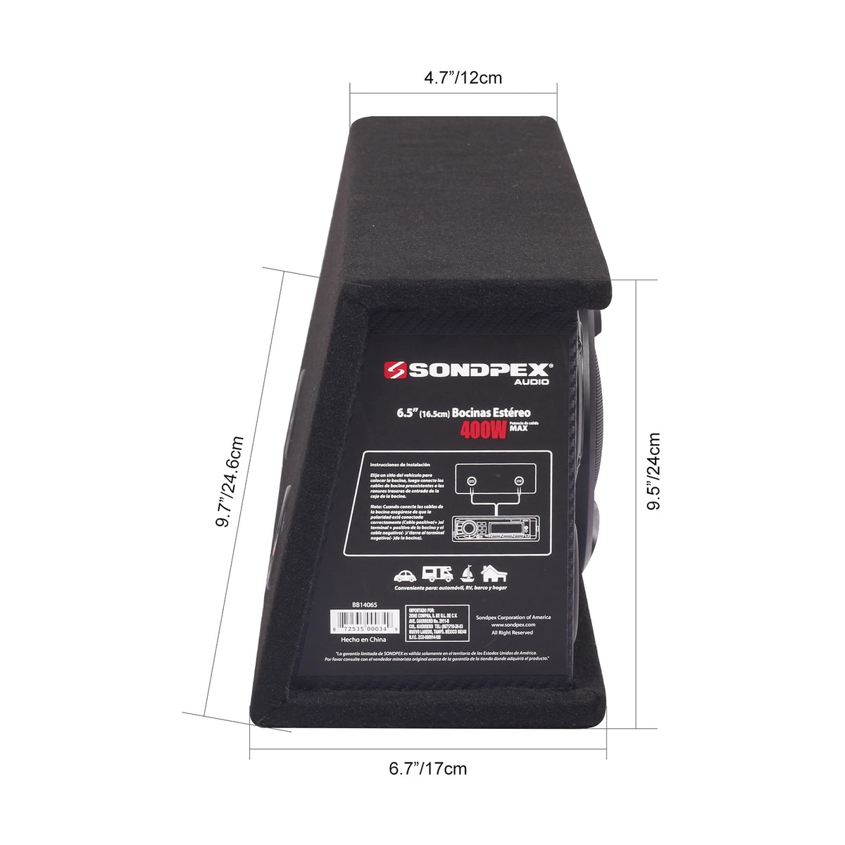 SONDPEX installation-ready design supports fit in cars, trucks, SUVs