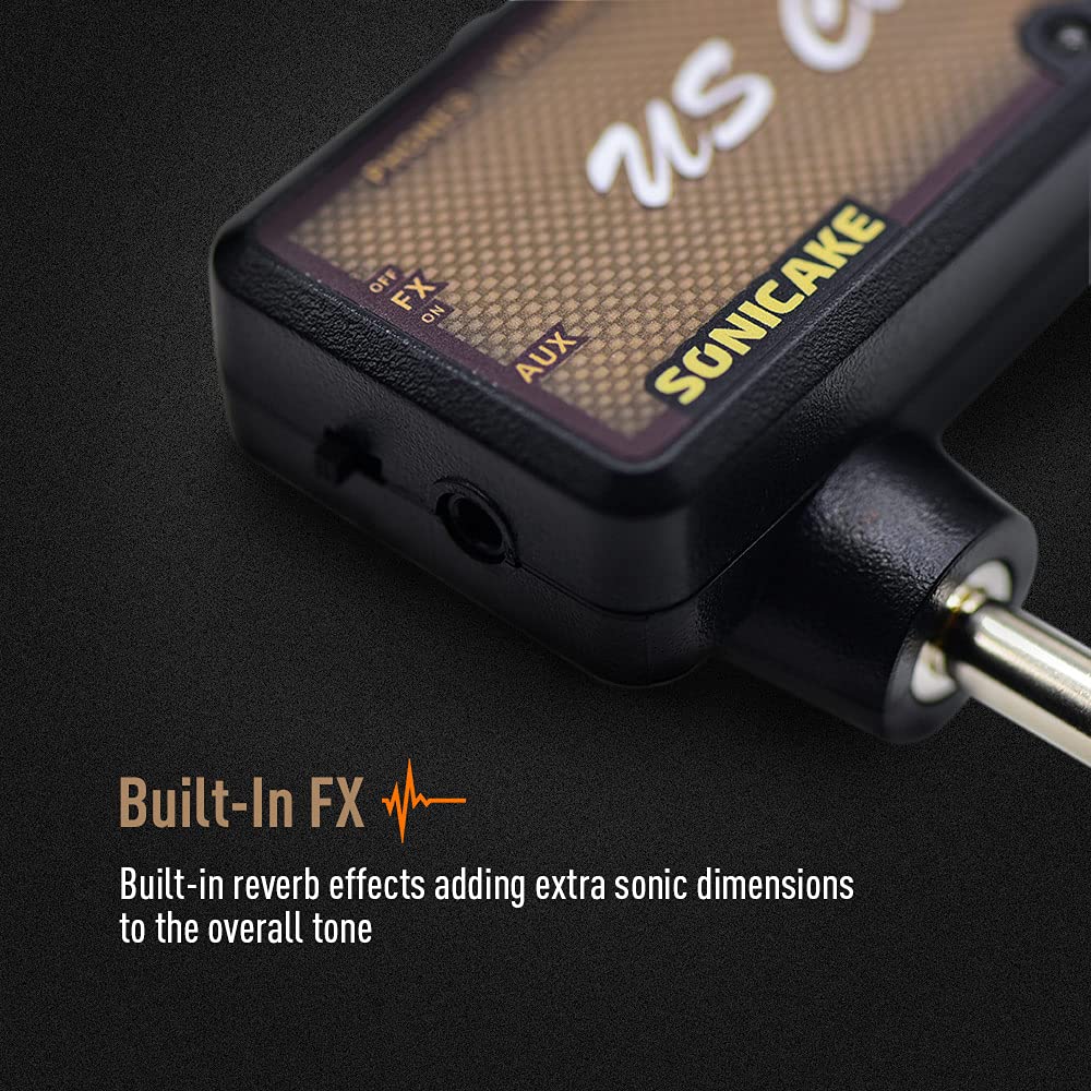 SONICAKE guitar headphone amp in dorm setup for quiet practice