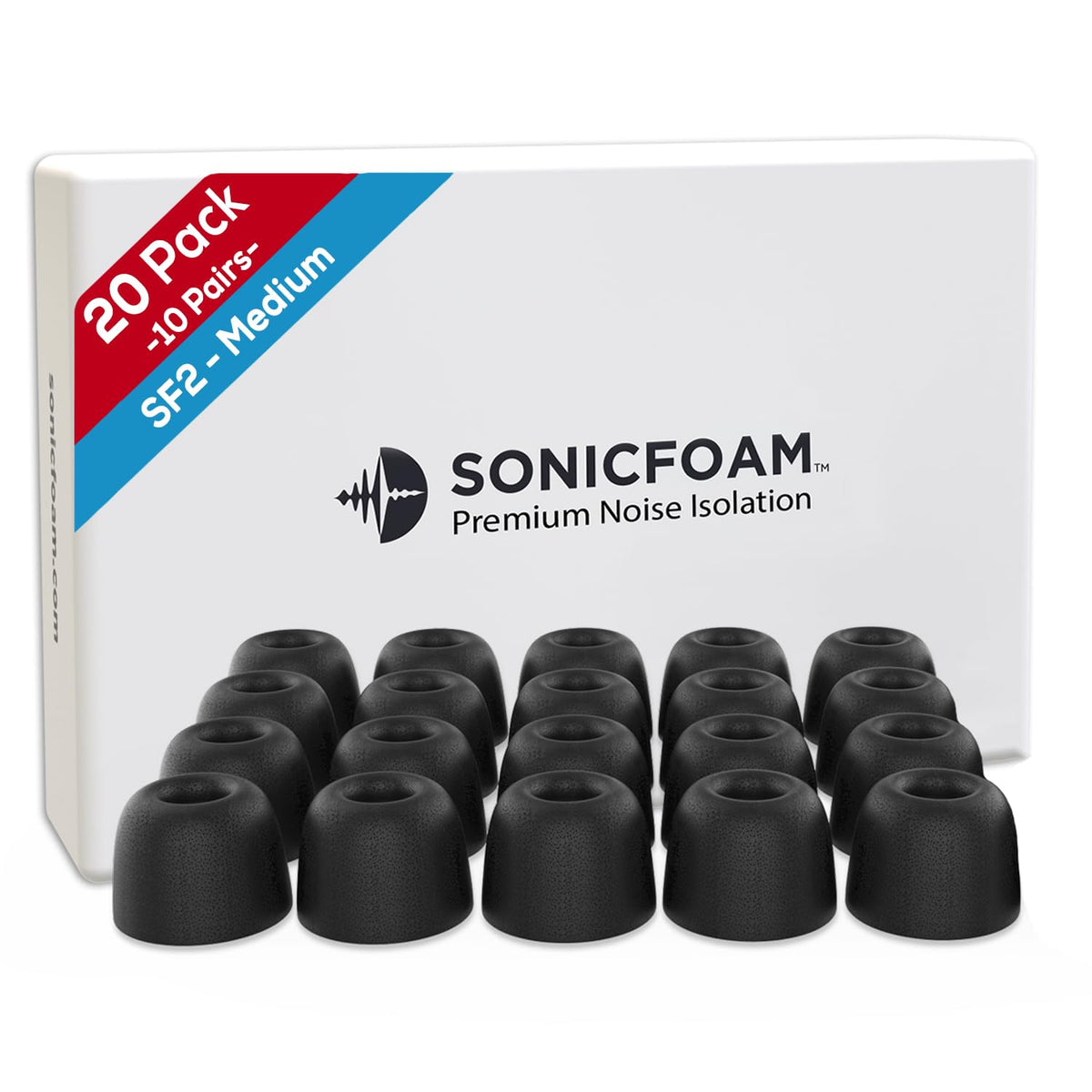 SONICFOAM SF2 medium black eartip packshot highlighting comfortable fit