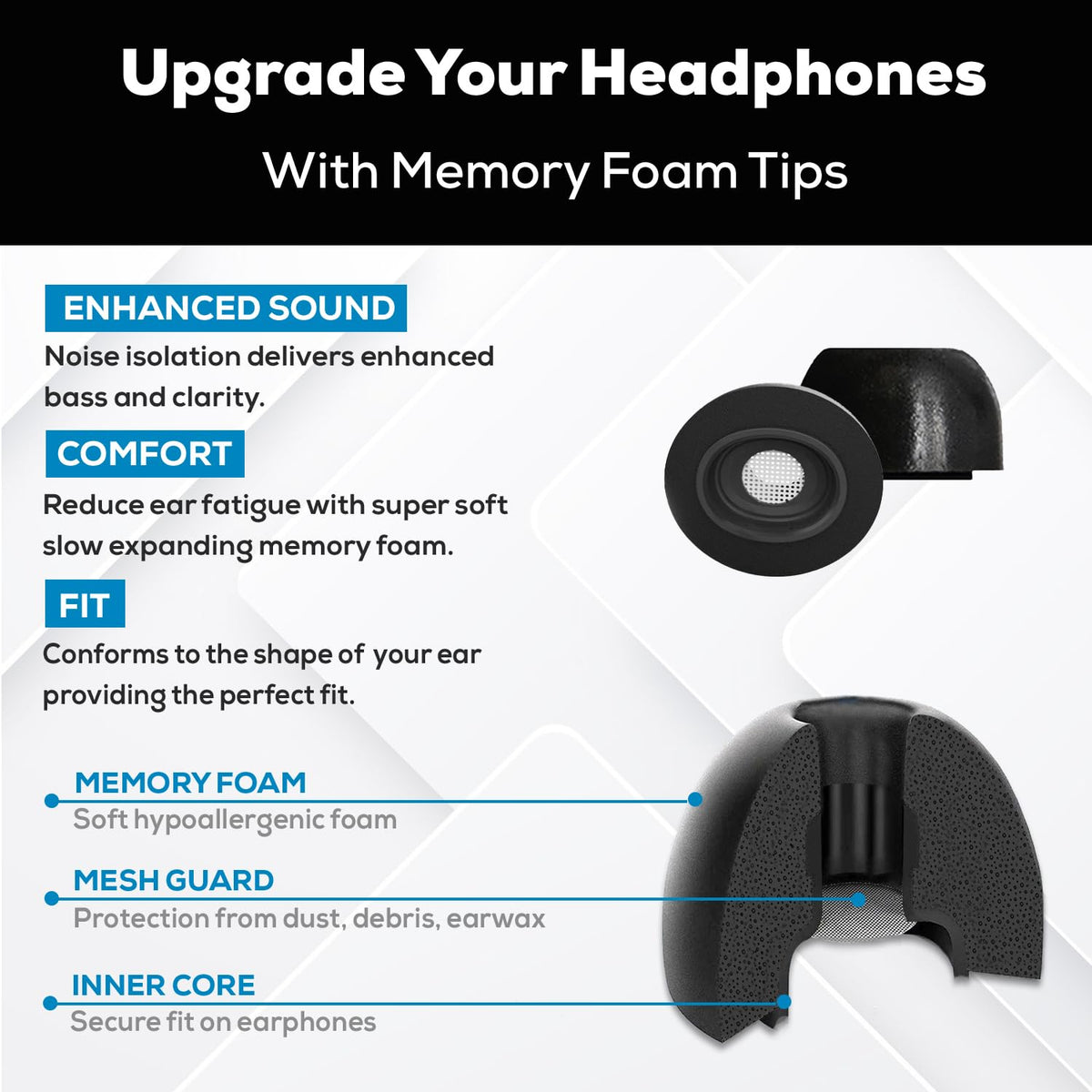 SONICFOAM SFAir-1-2 Pro eartip size options for AirPods Pro.
