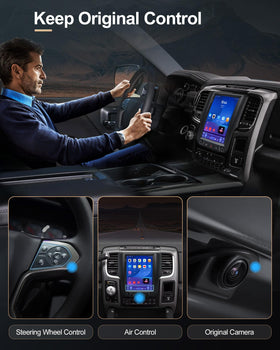 Sonicube nine-point-seven-inch Dodge Ram radio with AHD backup camera night vision