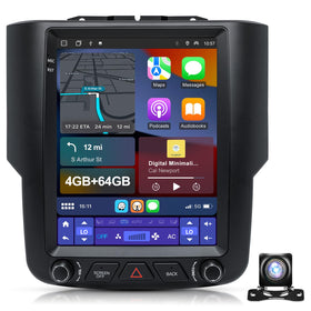 Sonicube nine-point-seven-inch Dodge Ram radio front view showing dash integration