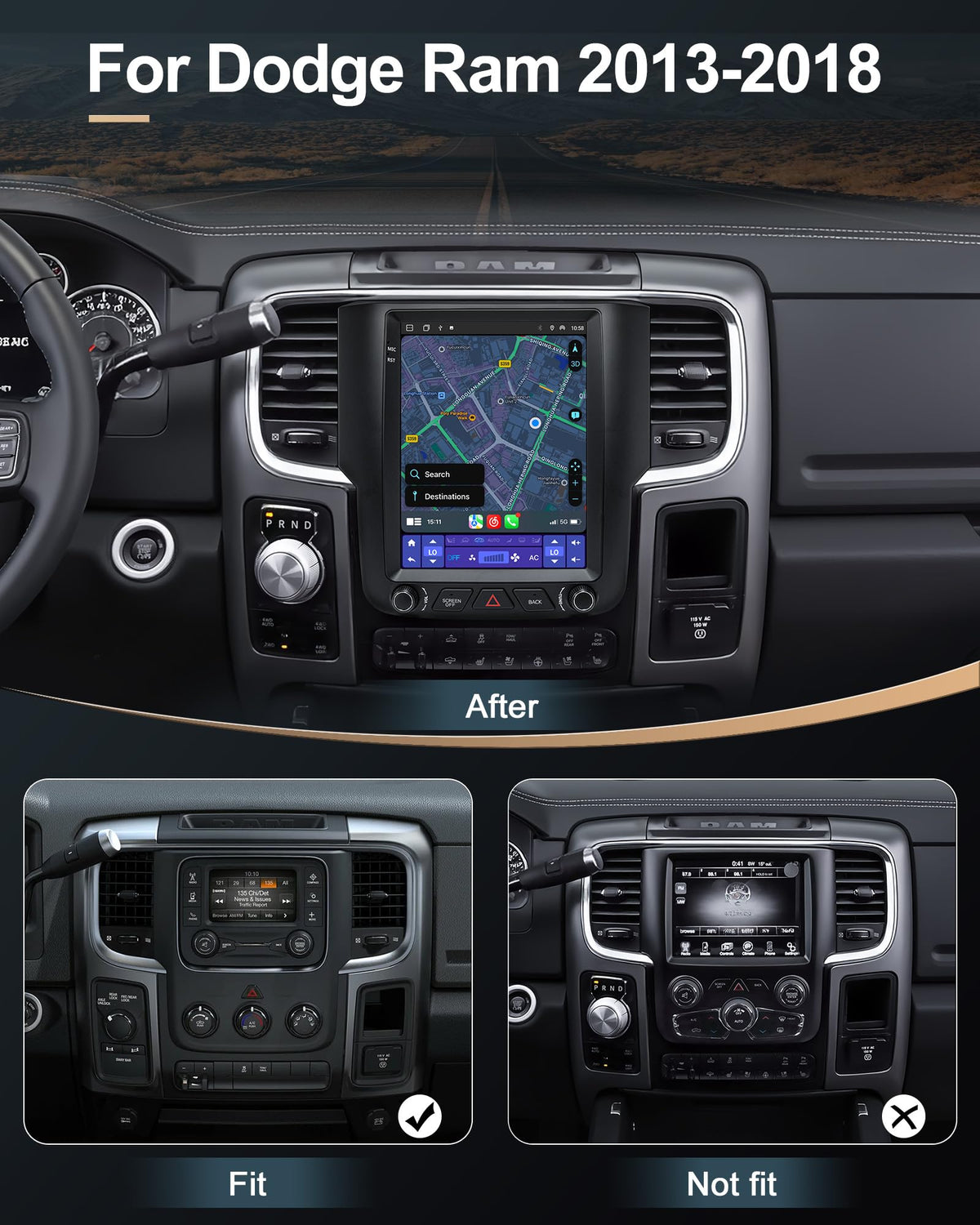 Sonicube nine-point-seven-inch Dodge Ram radio wireless CarPlay screen