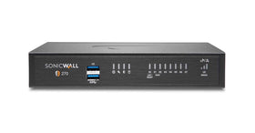 SonicWall TZ270 front view shows a compact SMB firewall for desks.