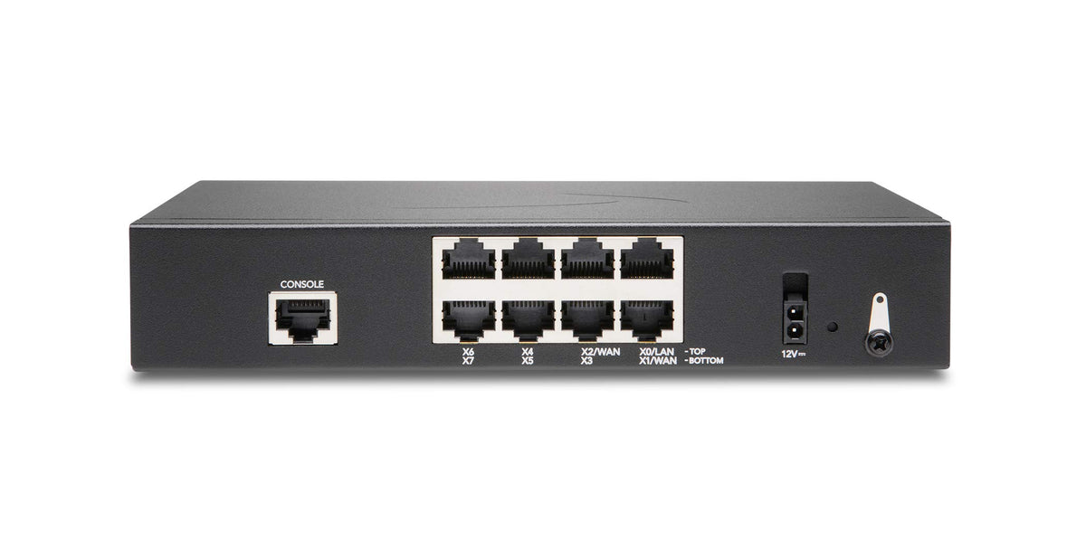 SonicWall TZ370 Gen7 back panel with ports and cable connections for reliable networking