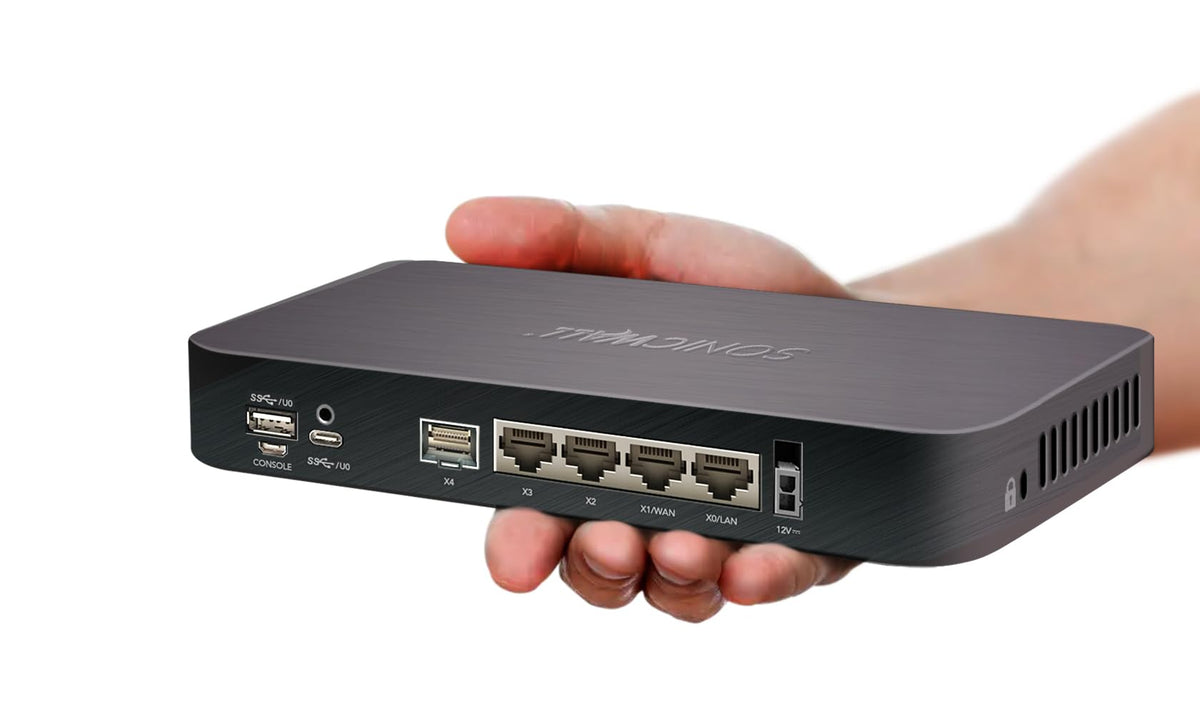 SonicWall TZ80 four Gigabit Ethernet ports and USB for expansion.