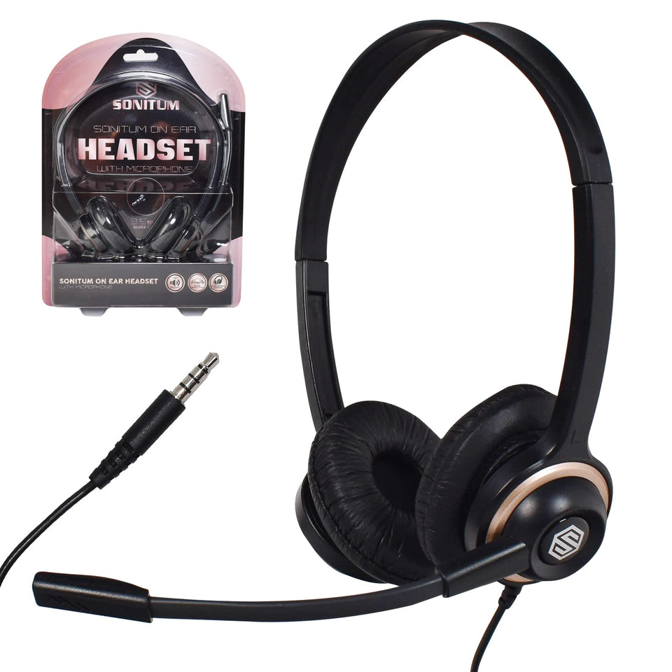 Sonitum headset microphone rotating for flexible speaking positions during calls.