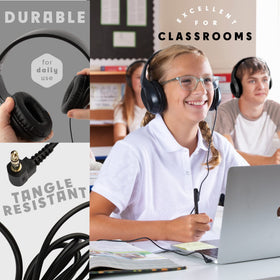 Sonitum headphones in use by student demonstrating classroom-ready durability