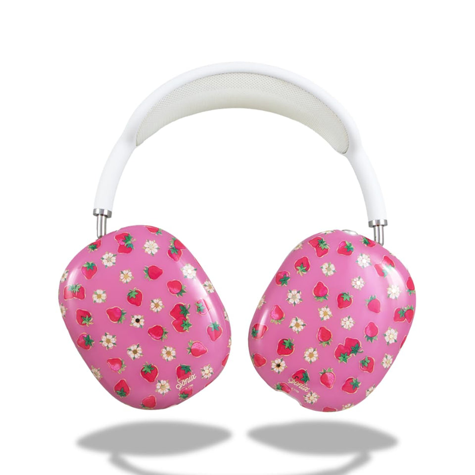 Sonix AirPods Max case front view with strawberry-shortcake-vintage pattern, stylish protection.