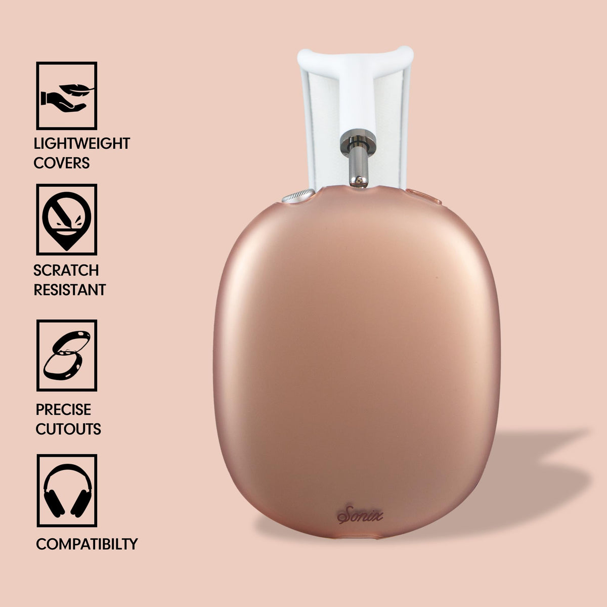 Sonix AirPods Max case rear view highlighting precise fit