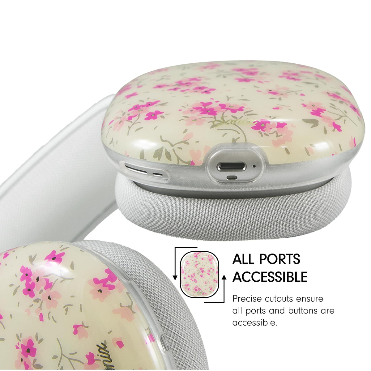 Sonix AirPods Max cover cottage floral pink attaches quickly for effortless protection.