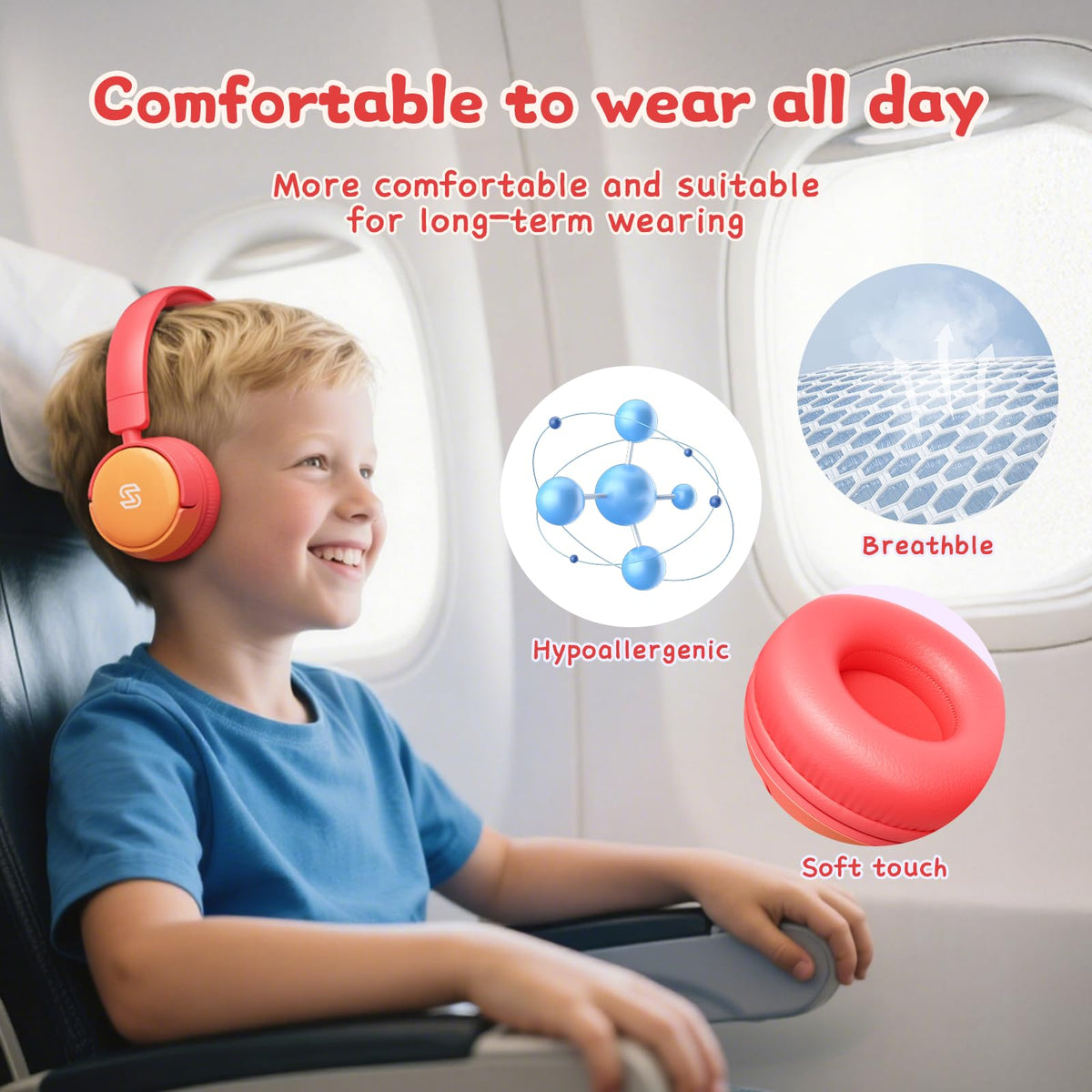 Sonlau S62 earcup closeup with memory foam, comfortable long-wear benefit