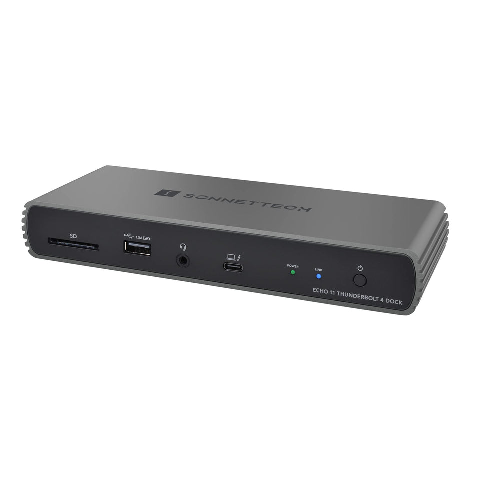 Sonnet Echo 11 dock front view showing diverse ports for desk setup