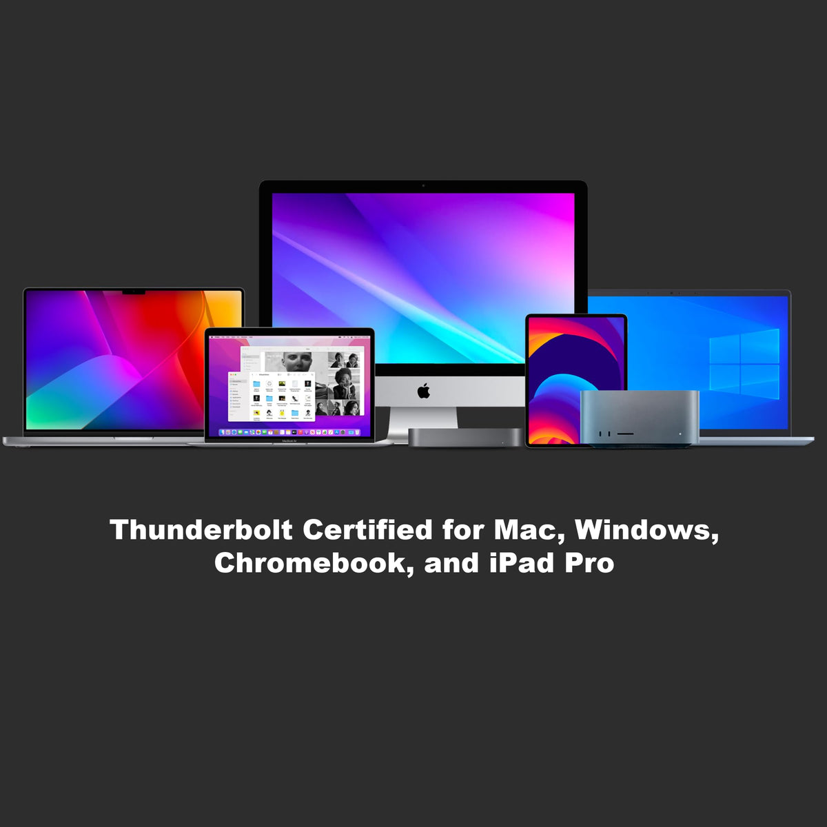 Sonnet Echo 20 works with Apple M-series Macs and Windows PCs.