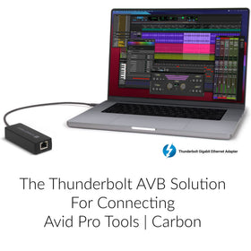 Sonnet AVB adapter on Mac with Pro Tools for low-latency workflows.
