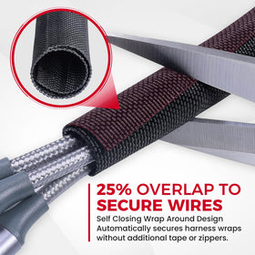 Sonoreboom 25-percent overlap wrap secures wires without extra tapes.
