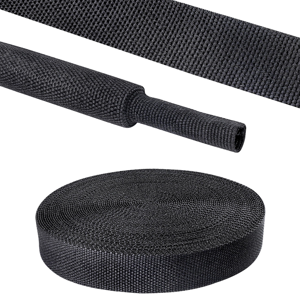 Sonoreboom 2in-1 heat shrink braided sleeving close-up shows the tight protective weave.