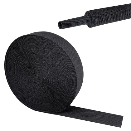 Sonoreboom front view braided sleeving roll showing product length and label benefits