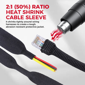 Sonoreboom sleeving on cable bundle showing tidy organization and protection benefit