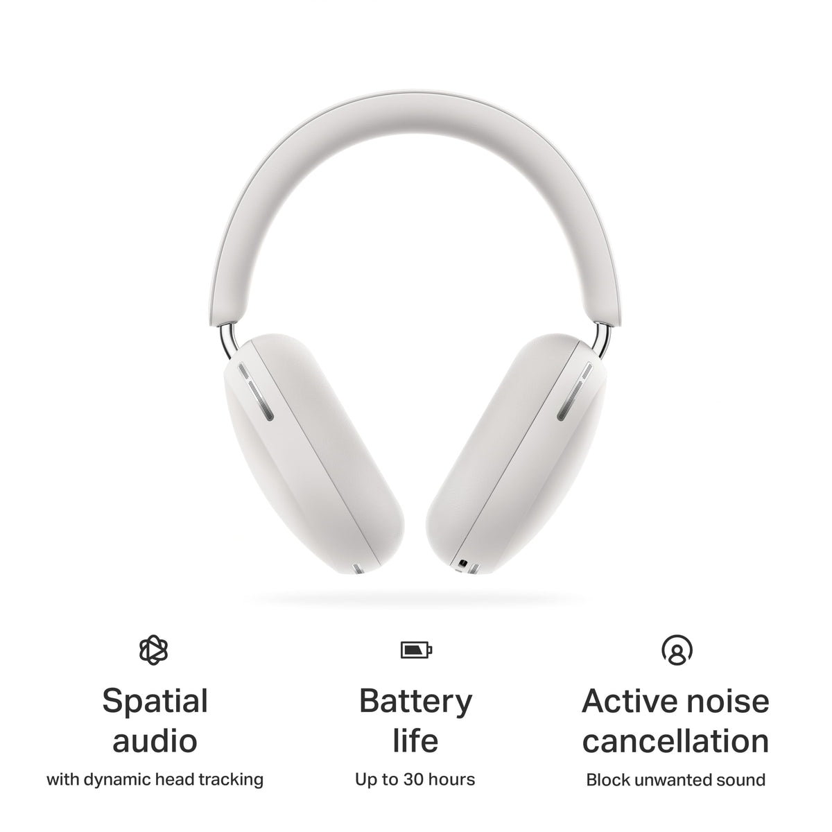 Sonos Ace ear cups close-up showing plush padding and fabric.