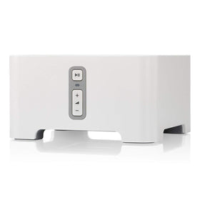 Sonos Connect wireless receiver with Alexa in white for seamless multi-room streaming.