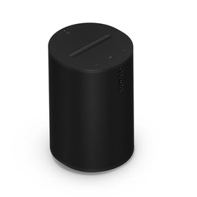 Sonos Era 100 black front view highlighting detailed stereo sound