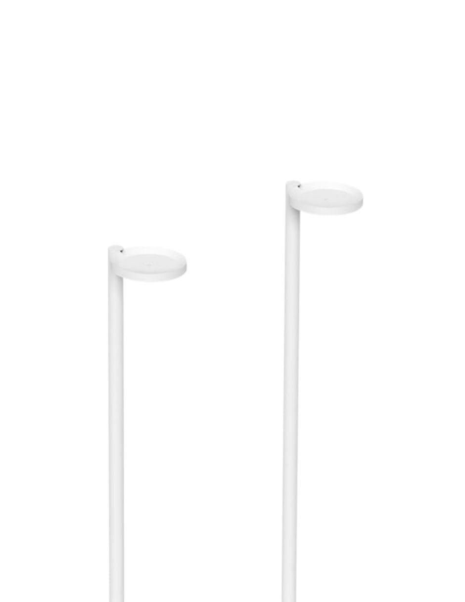 Sonos Era 100 stand pair in white showing integrated cable management for a clean look.