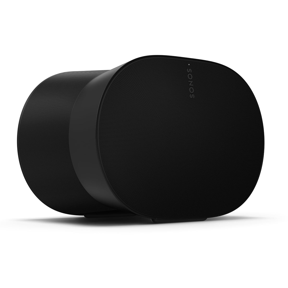 Sonos Era 300 front view showcases immersive sound in a compact black speaker.