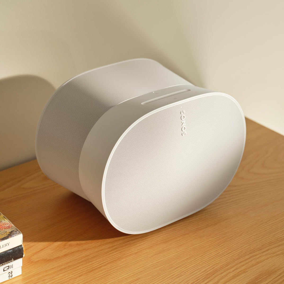 Sonos Era 300 white in-room usage demonstrating living room versatility
